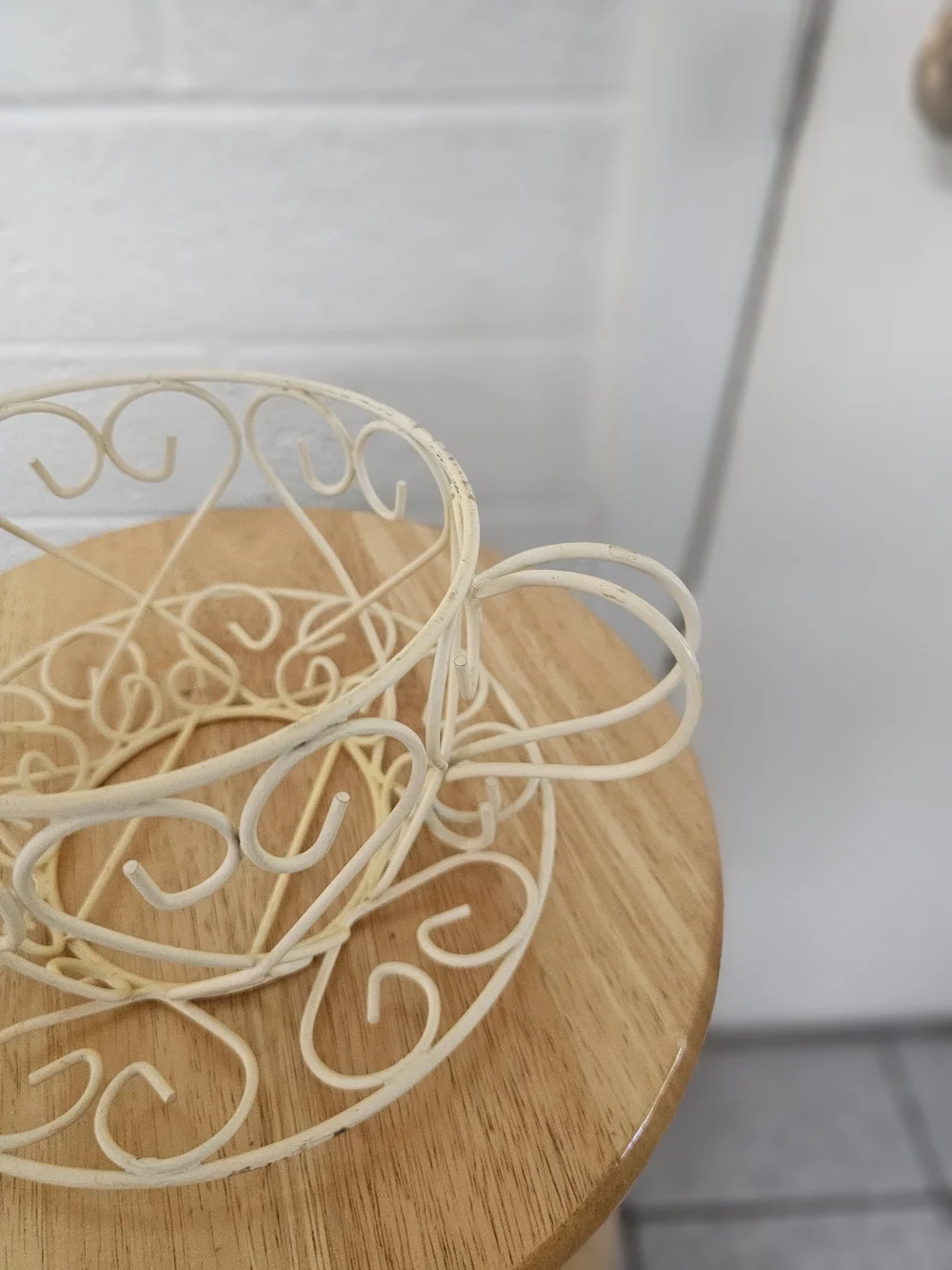 Cream Decorative Metal Wall Basket - Brand